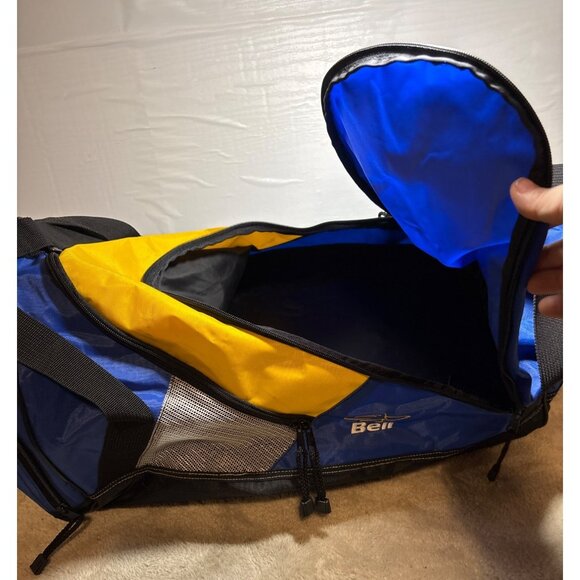 Blue & Yellow Bell Sports Duffel Bag Mesh Pockets & Adjustable Strap Travel 22" - Picture 6 of 11